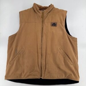 Old Mill Vest MENS Brown Canvas Insulated Full Zip Outdoor Workwear SIZE XL